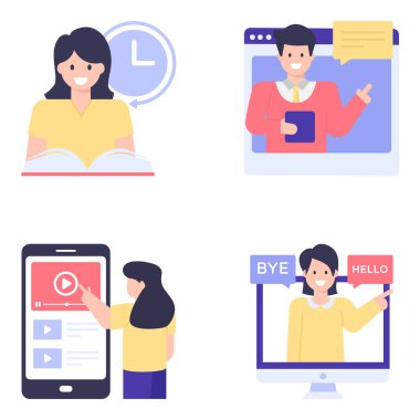 İnternetten alışveriş. düz dizayn. vektör illüstrasyonu