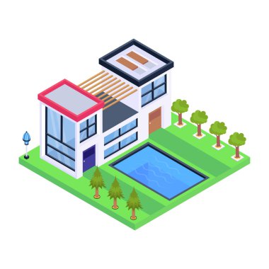 izometrik ev vektör çizimi