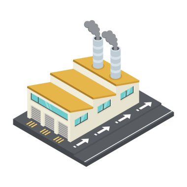Fabrika inşaatı izometrik vektör çizimi