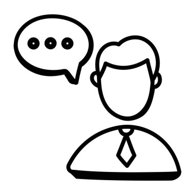 Konuşma kabarcığı vektör çizimi olan adam