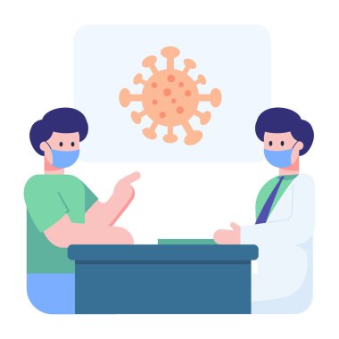 Maskeli ve eldivenli doktorlar vektör illüstrasyon tasarımı