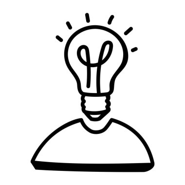 Fikir, ampul, eğitim, yaratıcılık, akıl, yönetim, düşünce, girişimci. Basit tasarım