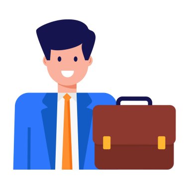 Evrak çantası avatar karakter vektör çizimi tasarımı ile iş adamı