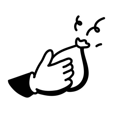 Elle çizilmiş para çantalı bir el karikatürü.