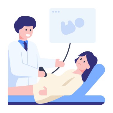 Doktor ve hasta hastane vektör çizimi tasarımı