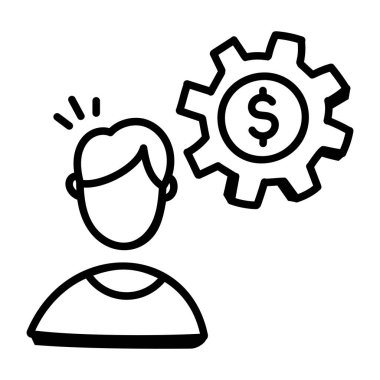 Vites simgesi vektör illüstrasyon tasarımına sahip iş adamı