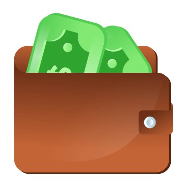 Para simgesi vektör illüstrasyon tasarımlı cüzdan