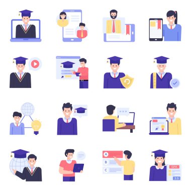 Bir grup öğrenci. vektör illüstrasyonu