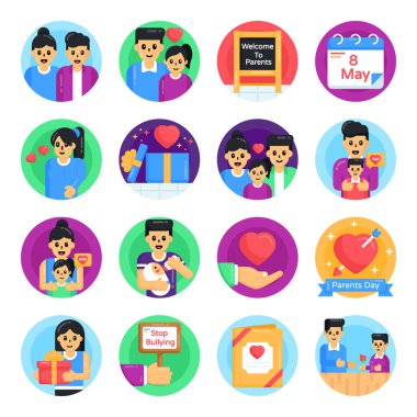 Web ve mobil uygulama vektörü illüstrasyonu için düz simgeler