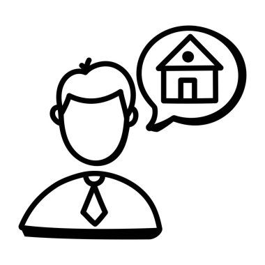 Konuşma kabarcığı vektör çizimi olan adam