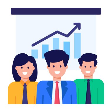 iş adamları ve finansal istatistik vektör illüstrasyon grafik tasarımı