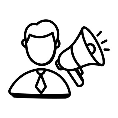 Megafon hattı ikon vektör illüstrasyon tasarımına sahip iş adamı