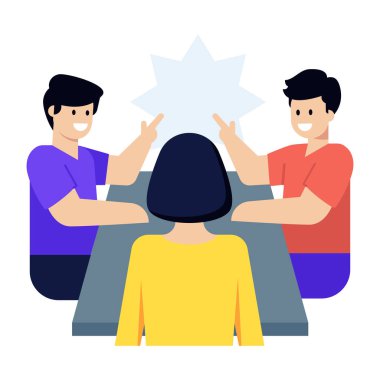 Mutlu baba-oğul ve kızı oda vektör çizimi tasarımı