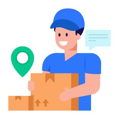 Kutu kutulu teslimatçı web simgesi vektör illüstrasyonu 