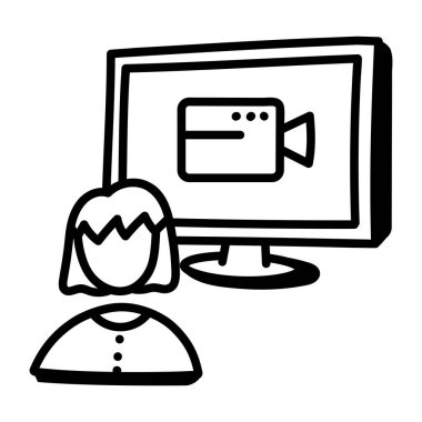 Kamera imzalama web simgesi vektör illüstrasyonlu bilgisayar monitörü