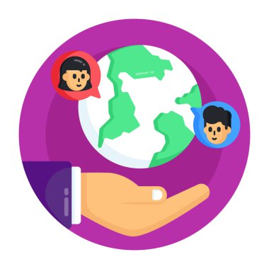 Dünya küresi vektör illüstrasyon tasarımlı kadın