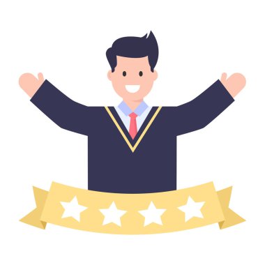 Şapka ve diploma vektör illüstrasyon tasarımına sahip iş adamı