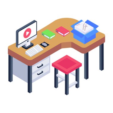 Modern eğitim simgelerinin izometrik çizimi