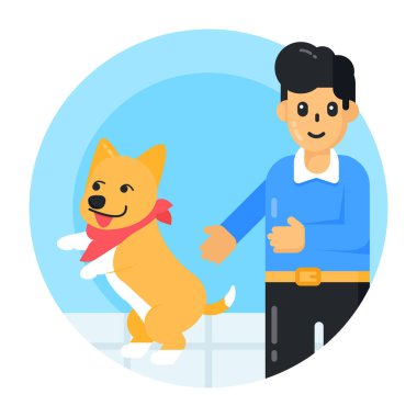 Kedili evcil bir köpeğin vektör çizimi