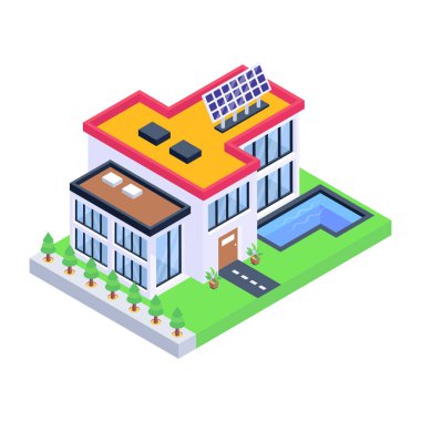 şehir binaları ve ağaç vektör illüstrasyonlu modern bina