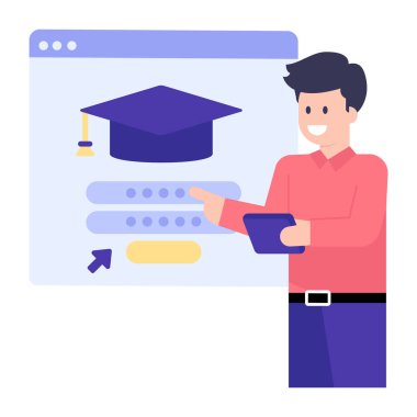 Kitabı olan öğrenci vektör illüstrasyon grafik tasarımı