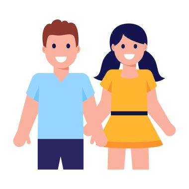 Kolları ve erkek vektör çizimi tasarımı olan aşıklar.