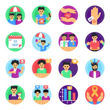 Düz simgeler dizisi. vektör illüstrasyonu