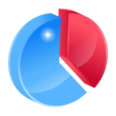 Kırmızı ve mavi renkli bir turta grafiğinin vektör çizimi