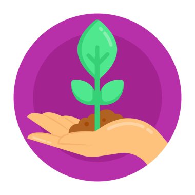 Yaprak ikonlu bitki. vektör illüstrasyonu