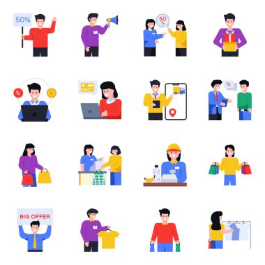 İş adamları ve ofis çalışanları vektör illüstrasyonu