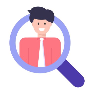 İş adamı ve büyütme cam ağ ikonu vektör illüstrasyonu 