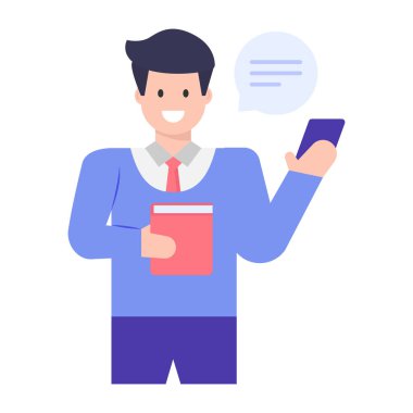 Akıllı telefon ve tablet vektör illüstrasyonuna sahip iş adamı