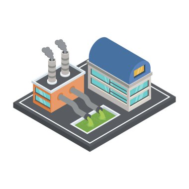 izometrik fabrika vektör çizimi