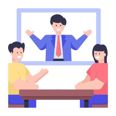 Ofis vektör illüstrasyon tasarımında çalışan iş adamları