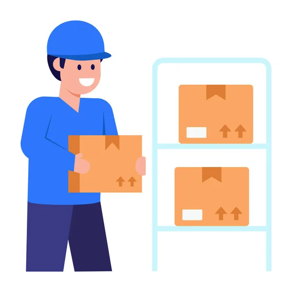 Entrega Hombre Con Cajas Caja Vector Ilustración Diseño — Vector de stock