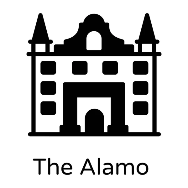 Κτίριο Web Εικονίδιο Απλή Απεικόνιση Alamo — Διανυσματικό Αρχείο