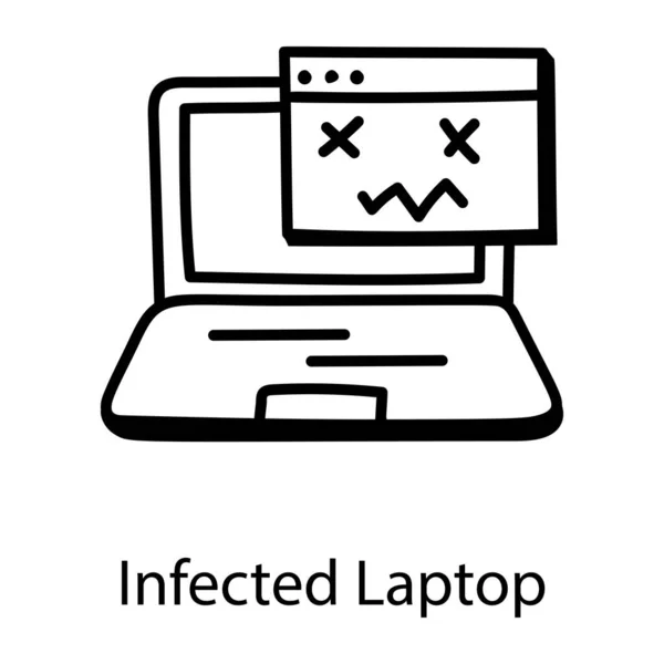 Infected Laptop Web Icon Vector Illustration — Stock Vector