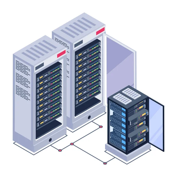 Data Center Isometric Vector Illustration — Stock Vector