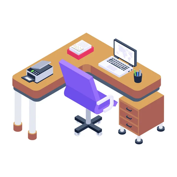 Isometrisches Büro Web Icon Vektor Illustration — Stockvektor