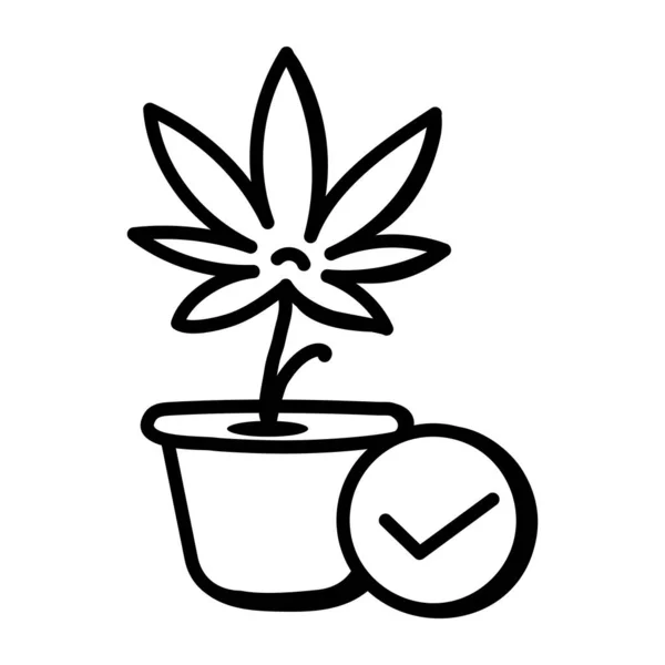 Vetor Ícone Planta Cannabis Marijuana Palmeira Ilustração Símbolo Contorno Isolado — Vetor de Stock