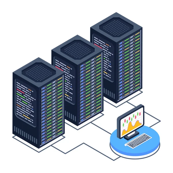 Server Room Servers Database Vector Illustration Graphic Design — Stock Vector