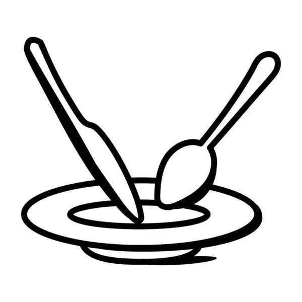 带刀具矢量图解的勺子设计 — 图库矢量图片