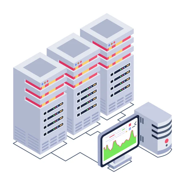 Ilustração Vetorial Isométrica Banco Dados Com Laptop Uma Nuvem —  Vetores de Stock