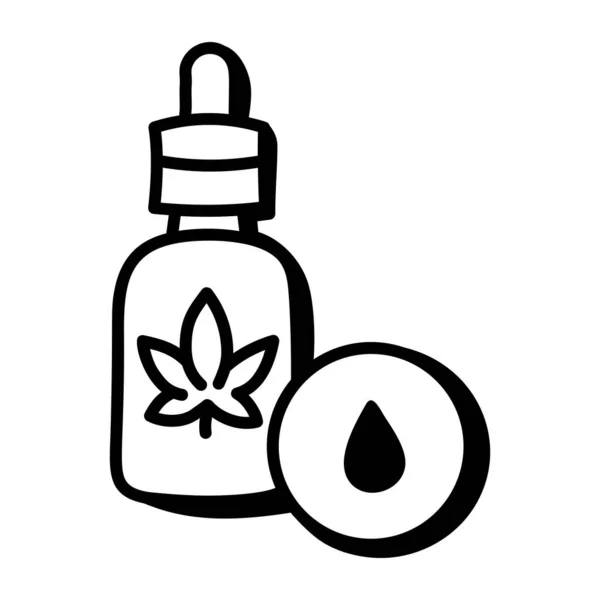 大麻オイルボトルのアイコン — ストックベクタ