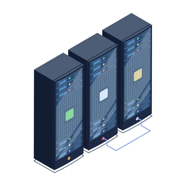 Serverrum Med Servrar Och Datacenter Vektor Illustration — Stock vektor