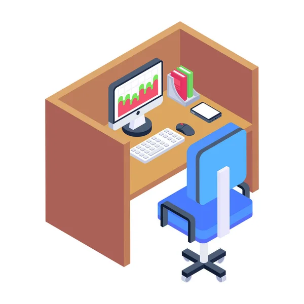 Isometric Vector Illustration Computer Office Icons — Stock Vector