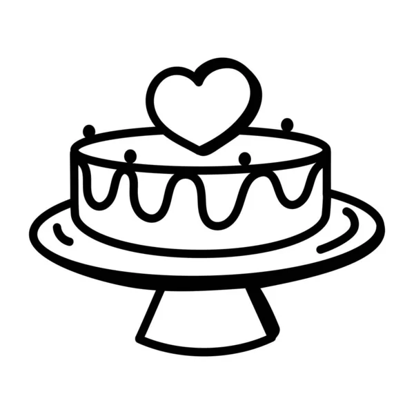 Κέικ Σοκολάτα Και Καρδιά Διάνυσμα Εικονογράφηση Σχεδιασμό — Διανυσματικό Αρχείο