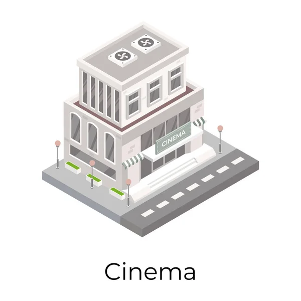 Edifício Isométrico Com Cidade Edifícios Rua Ilustração Vetorial — Vetor de Stock