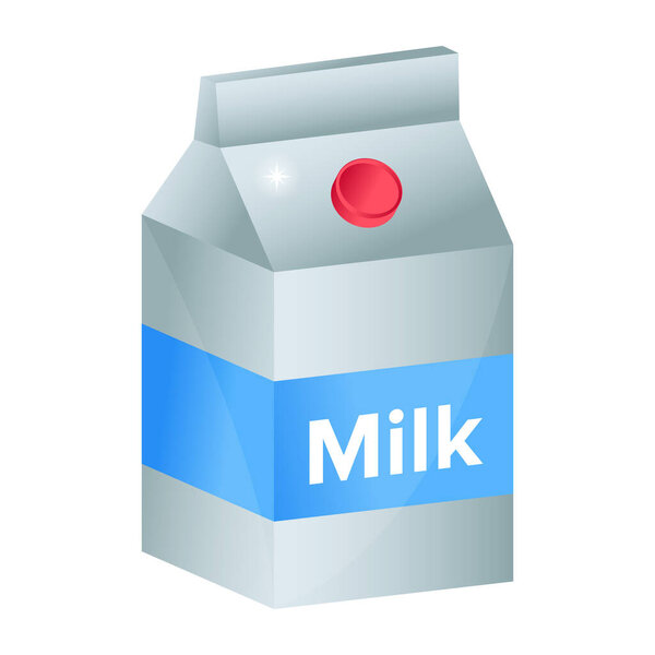 vector illustration of a blue and white milk box