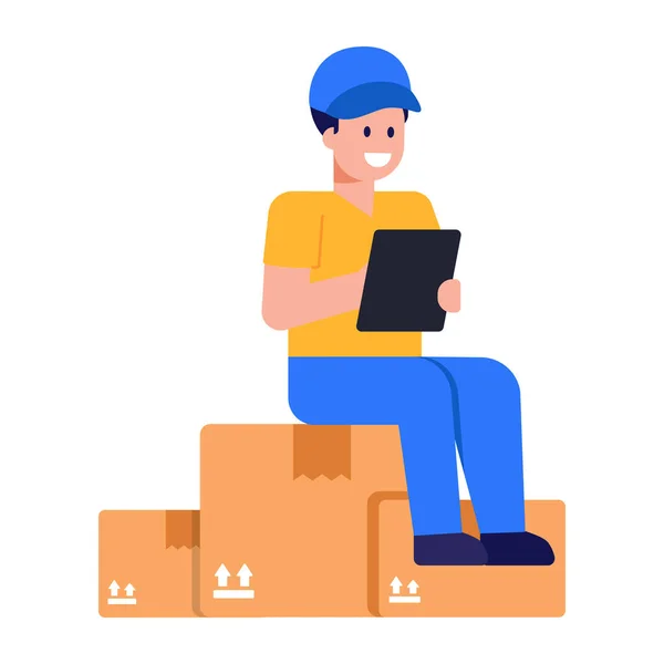 Entrega Hombre Con Cajas Vector Ilustración Diseño — Vector de stock